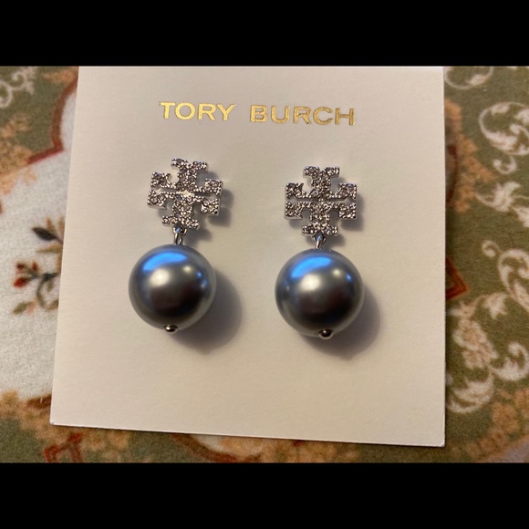 Tory Burch Logo Pearl Drop Earrings - Picture 1 of 4